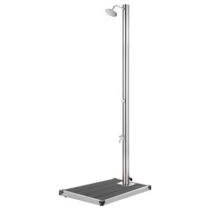 vidaXL ducha de jardín con base gris 220 cm acero inoxidable