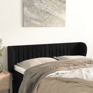 Cabeceira de cama c/ abas veludo 147x23x78/88 cm preto ptob8694