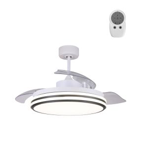 Ventoinha de teto com luz LED garin com lâminas retráteis branco ø107