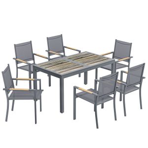 Conjunto de refeição exterior aço galvanizado e plástico pspc color gris