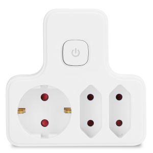 Aigostar adaptador tomadas 3 com interruptor e proteção infantil, branco