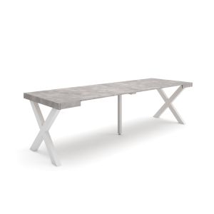 Mesa consola extensível, 58/262x90x73cm, cimento, pés de madeira rf2817