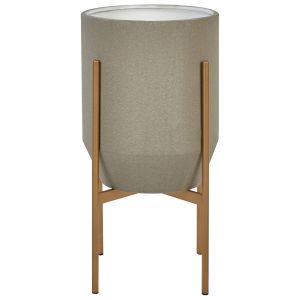 Vaso alto para plantas hybridum 33 cm metal cinzento