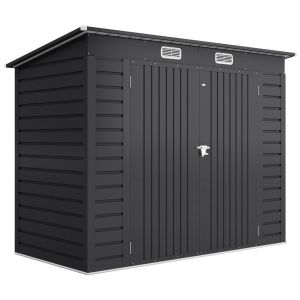 Abrigo de exterior 249x121x166/183 cm aço galvanizado color gris Outsunny