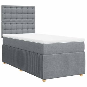 vidaXL cama box spring con colchón tela gris claro 80x200 cm