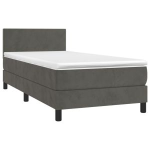 vidaXL cama box spring con colchón terciopelo gris oscuro 80x200 cm