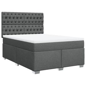 vidaXL cama box spring con colchón tela gris oscuro 160x200 cm