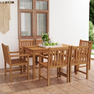 vidaXL conjunto de comedor de jardín 7 piezas madera maciza de teca