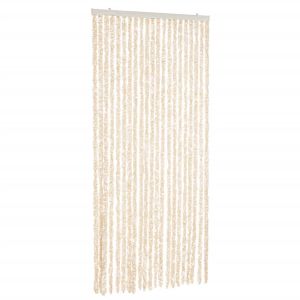 Cortina anti-insetos 90x200 cm chenille bege e branco