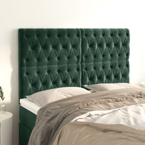 Cabeceira de cama 4 pcs veludo 80x7x78/88 cm verde-escuro