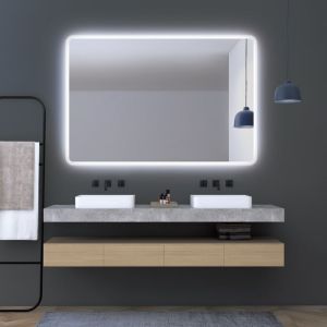LEDimex-espelho praga 90x80 LED quadrado cantos arredondados
