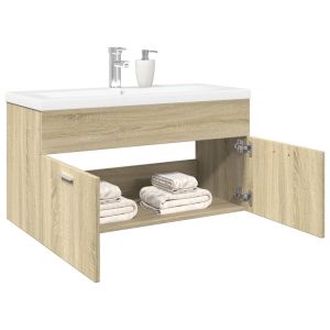 Armário de casa de banho com lavatório embutido carvalho sonoma ptr4565