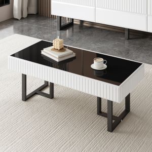 Mesa de centro bicolor branca e preta 41x110x50,5cm