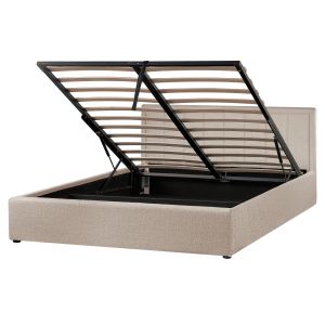 Sommier com arrumação montlaur bouclé taupe 160 x 200 cm