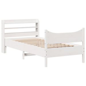 vidaXL estructura de cama con cabecero madera pino blanco 75x190 cm