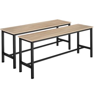 Set de 2 bancos de estilo industrial 108x325x50 cm madeira clara