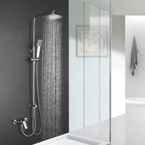 Kibath coluna de duche sem torneiras quadradas, 79-125 cm, cromada polida
