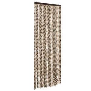 Cortina anti-insetos 90x200 cm chenille bege e castanho