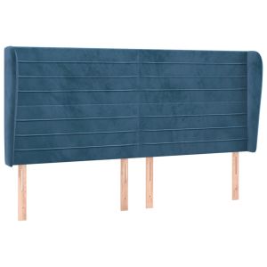 vidaXL cabeceira de veludo com encosto alto azul escuro 163x23x118/128 cm
