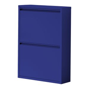 Sapateira sokndal com 2 portas 71x50x15 cm metal - azul escuro [en.casa]