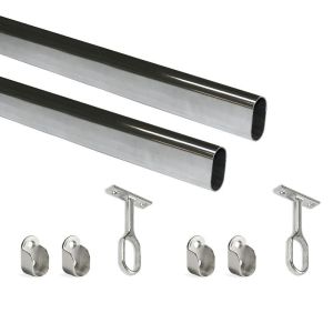 Emuca lote de 2 calhas de armário ovais 30x15mm comprimento 1,15m com