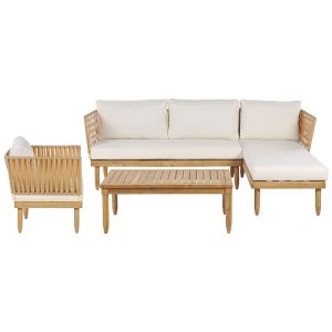Conjunto lounge madeira de acácia castanho cremona