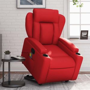 Poltrona massagens reclinável elevatória couro artif. Vermelho ewg9780