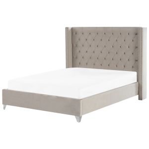 Cama veludo lubbon 180 x 200 cm cinzento claro