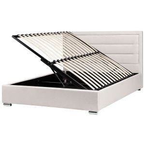 Sommier com arrumação rouen tecido creme claro 160 x 200 cm
