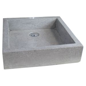 Ondee - lavatório quadrado timbre cinzento 40cm - terrazzo - sem transbordo