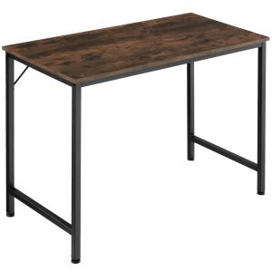 Escritorio estilo industrial estrutura de aço 100 cm madeira oscura