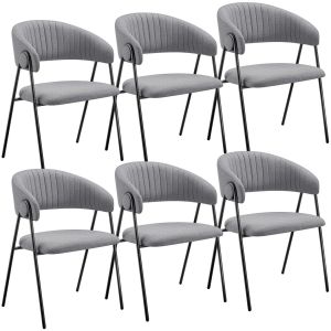 6 cadeiras de sala de jantar de tejido acolchoado 60 x 58 x 85 cm cinzento