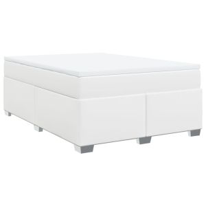 vidaXL cama box spring con colchón cuero sintético blanco 140x200cm