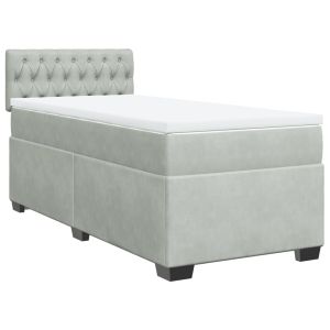 vidaXL cama box spring con colchón terciopelo gris claro 100x200 cm
