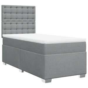vidaXL cama box spring con colchón tela gris claro 90x200 cm