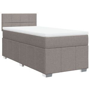 vidaXL cama box spring con colchón tela gris taupe 100x200 cm