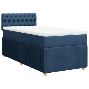 vidaXL cama box spring con colchón tela azul 100x200 cm