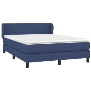 vidaXL cama box spring con colchón tela azul 140x190 cm