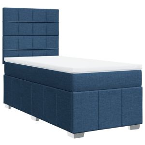 vidaXL cama box spring con colchón tela azul 90x200 cm