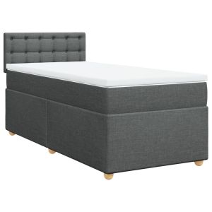 vidaXL cama box spring individual con colchón tela gris oscuro