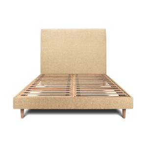 Cama de 135x190 cm com cabeceira estofada - tecido tela fosca - amarelo