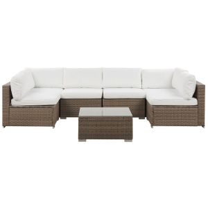 Conjunto lounge ratan sintético castanho belvedere