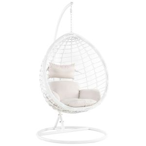 Cadeira suspensa com suporte fano rattan sintético branco