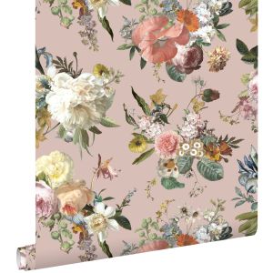 Estahome papel de parede flores vintage rosa antigo 53 cm x 10.05 m