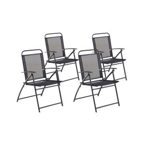 Conjunto de 4 cadeiras de jardim livo metal preto