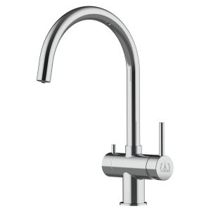 Grifo de cocina 3 vías acero inox pulido caño U giratorio