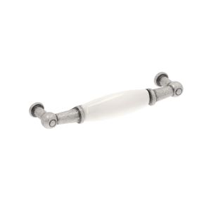 Puxador para mobiliário zamac e porcelana 96 mm entre centros lote  25