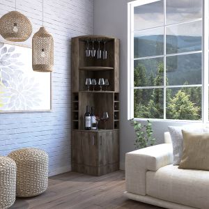 Armário bar syrah com 4 prateleiras, 2 portas, 180.6 cm x 46.9 cm x 46.9 cm