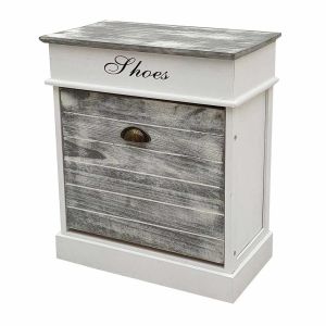 Sapateira de madeira branca 50x28x58