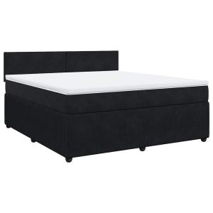 vidaXL cama box spring con colchón terciopelo negro 180x200 cm